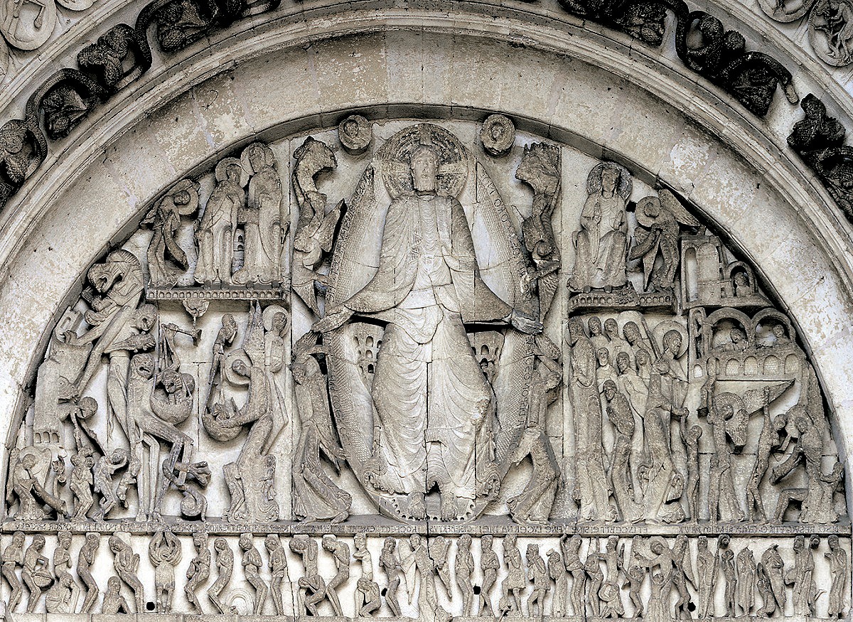 Gislebertus, Last Judgment, Tympanun, Cathedral of St. Lazare, c.1130-46 (Atune, France). Photo by Jim Forest, CC BY-NC-ND 2.0.