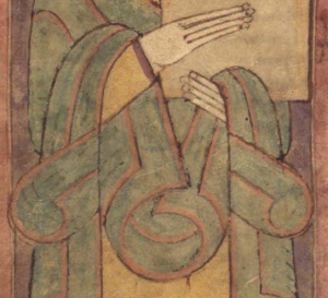 Detail of clothing, Portrait of Luke, Gospel Book.