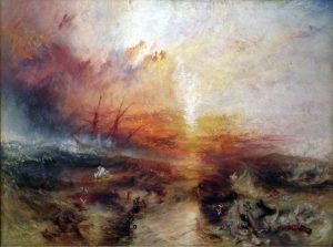 Joseph Mallord William Turner, Slaves Throwing Overboard the Dead and Dying, Typhoon Coming on (Slave Ship), oil on canvas, 1840 (Museum of Fine Arts, Boston). Photo by Steven Zucker, CC BY-NC-SA 2.0.