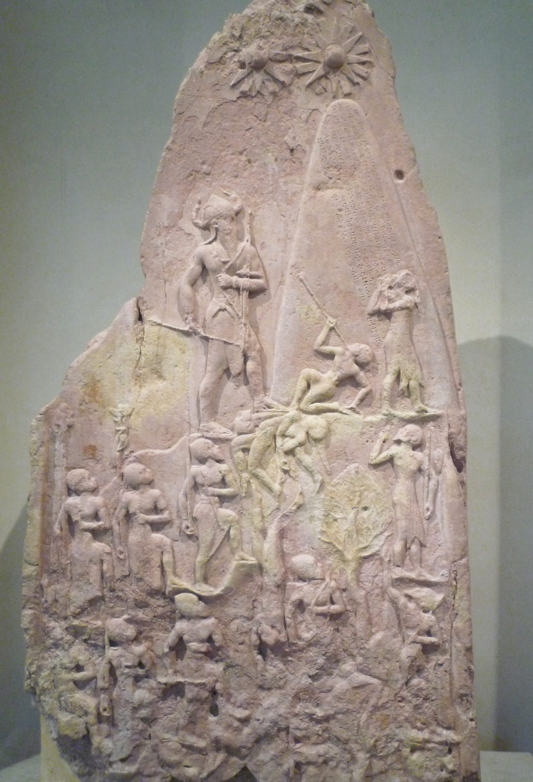 Victory Stele of Naram-Sin, pink limestone, 2254-2218 B.C.E. (Musée du Louvre, Paris). Photo by Steven Zucker, CC BY-NC-SA 2.0.