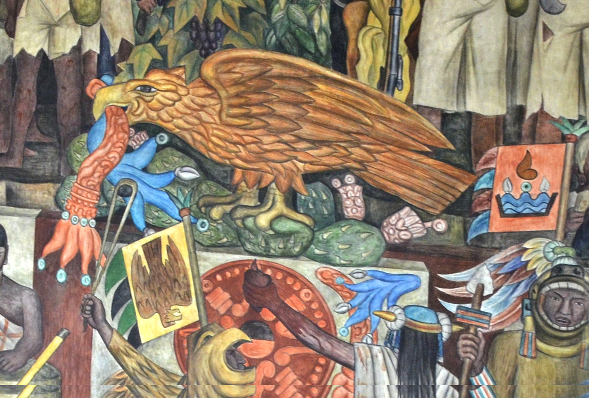 Eagle, Diego Rivera, The History of Mexico, fresco, 1929-30 (Palacio Nacional, Mexico City). Photo: Milan Tvrdy, CC BY-NC 2.0.