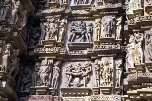 Kandariya Mahadeva Temple (Detail of Decoration), ca. 1030 (Khajuraho, India). Photo by deepgoswami, CC BY-NC-ND 2.0.