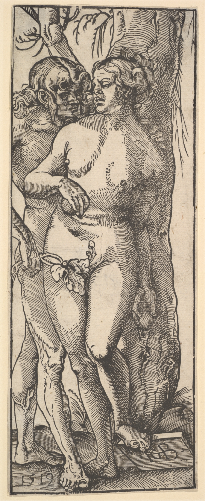 Hans Baldung Grien, Adam and Eve, woodcut, 1519 (Metropolitan Museum of Art, New York). Photo: Public Domain.