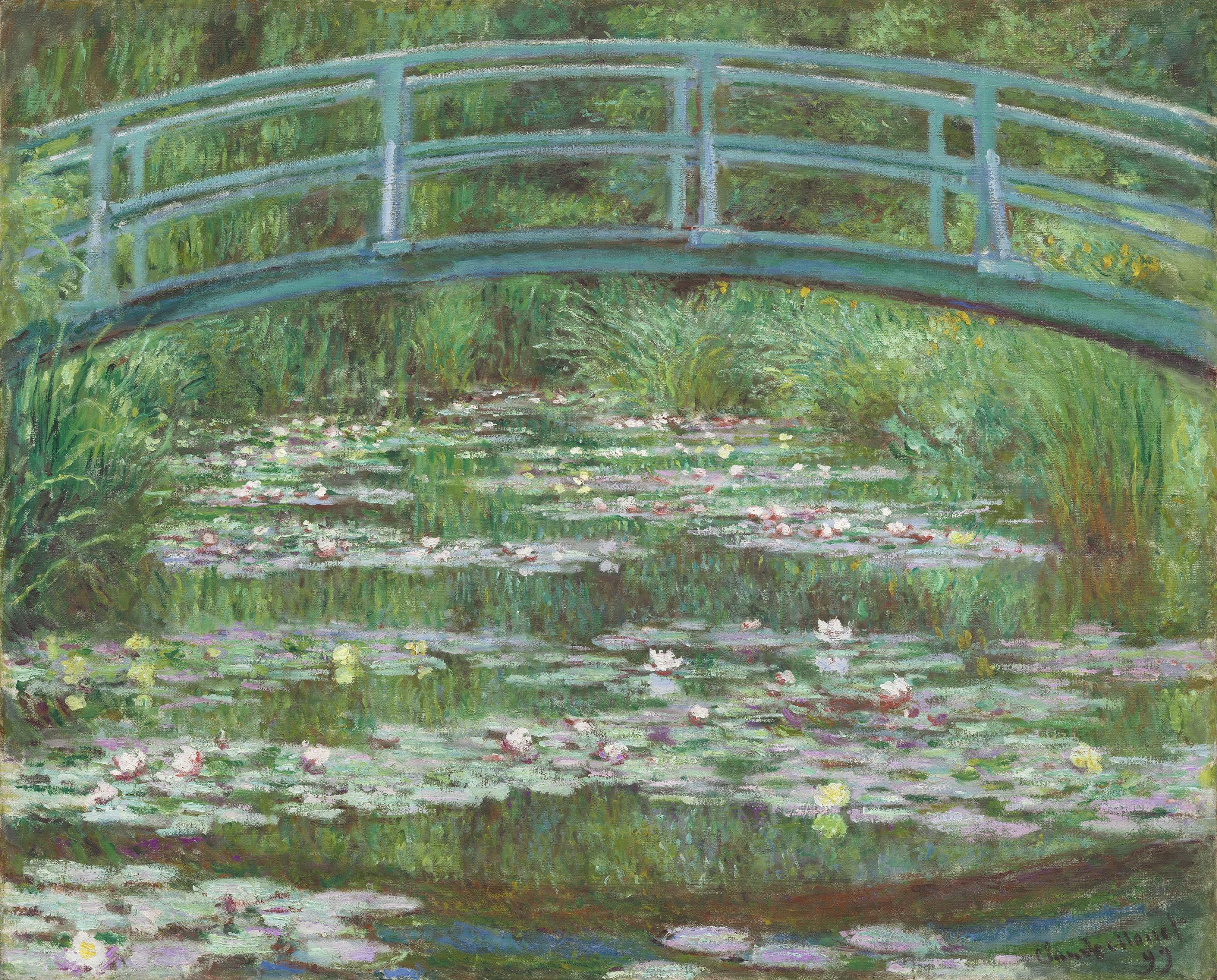 Claude Monet, The Japanese Footbridge, oil on canvas, 1899 (National Gallery of Art, Washington D.C.). Photo by Gandalf's Gallery, CC BY-NC-SA 2.0.