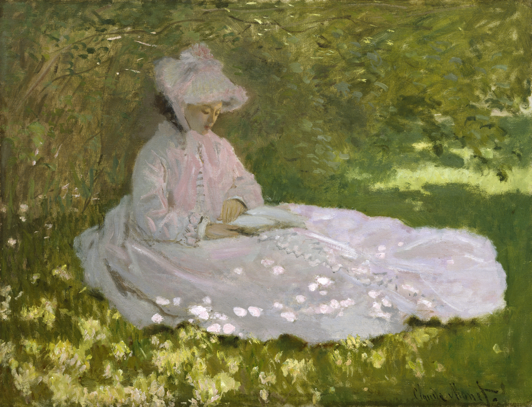 Claude Monet, Springtime, oil on canvas, 1872 (Walters Art Museum, Baltimore). Photo by Gandalf's Gallery, CC BY-NC-SA 2.0.