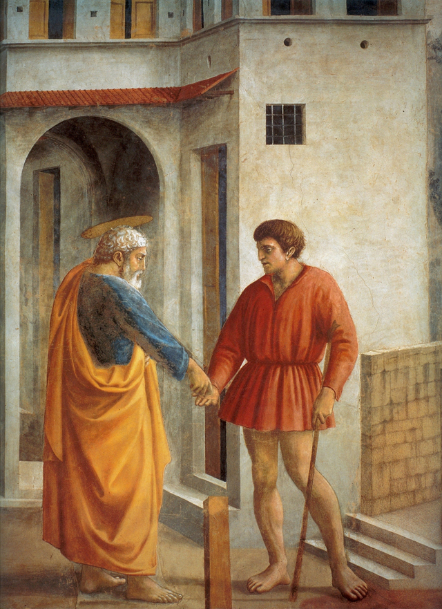 Masaccio, Tribute Money, fresco, 1427 (Brancacci Chapel, Florence). Photo: Public Domain.