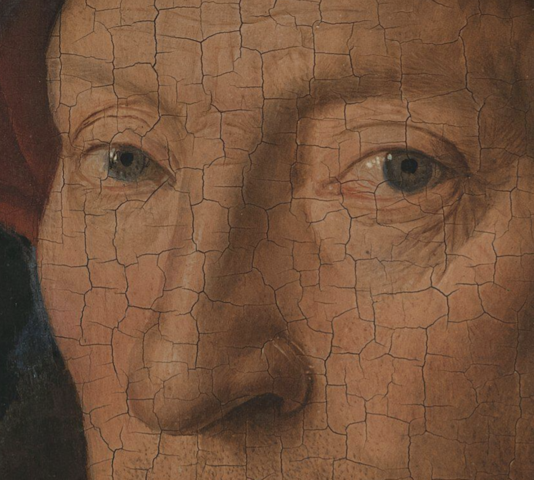 Detail, Jan van Eyck, The Man in the Red Turban (Self-Portrait?), oil on oak panel, 1433.