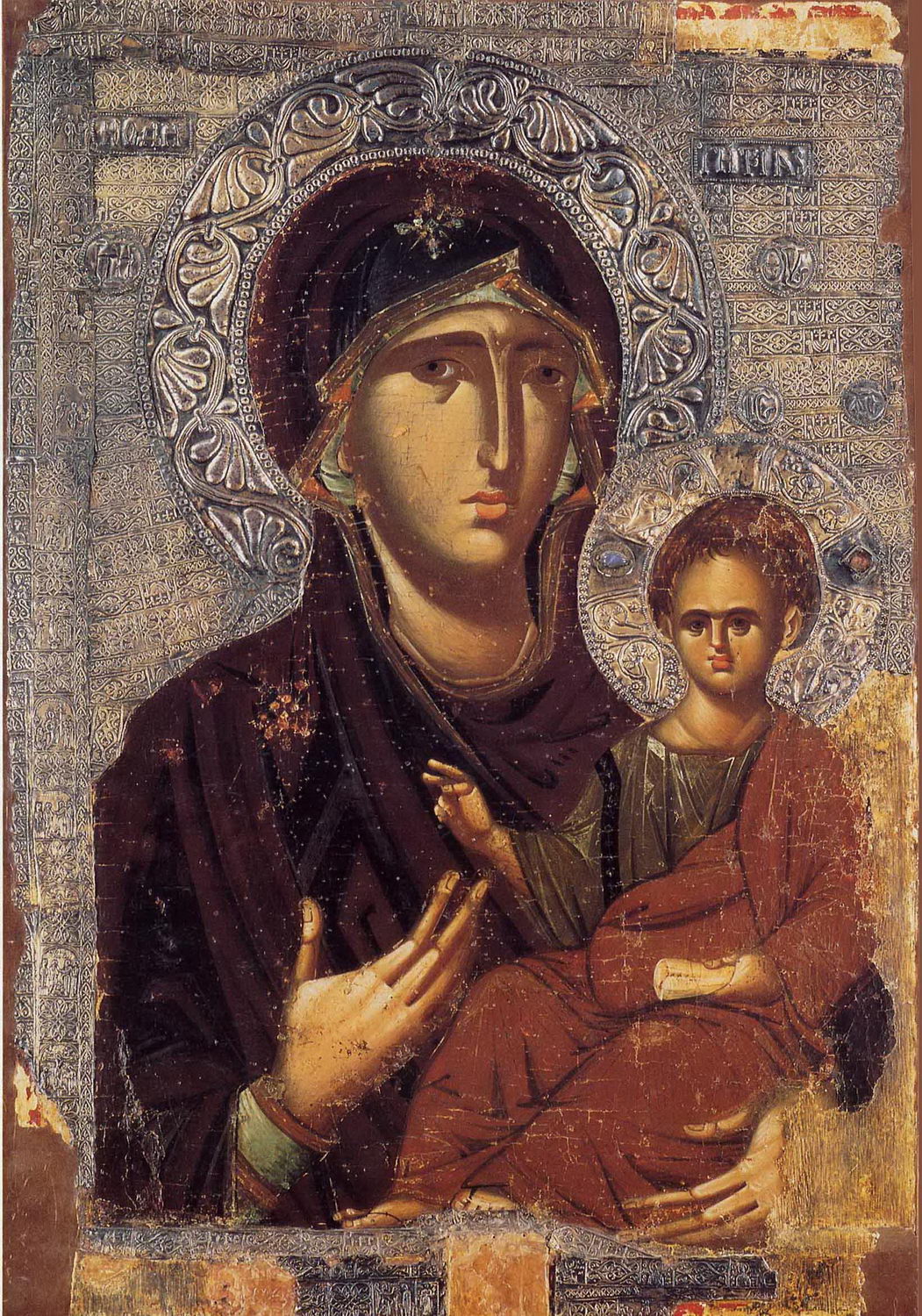 Icon of the Virgin Hodegetria, embossed silver, 13th century. Image: Public Domain