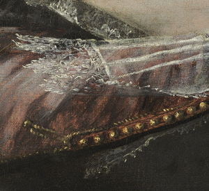 Detail of sleeve, Judith Leyster, Self-Portrait, oil on canvas, ca. 1630.