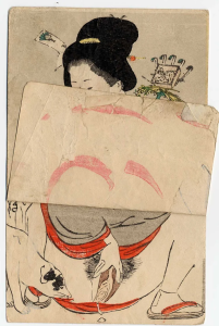 Woman Masturbating, Trick Postcard (Shikake-e), ca. 1900, Japan. Photo: With permission of https://www.shungaisart.com/