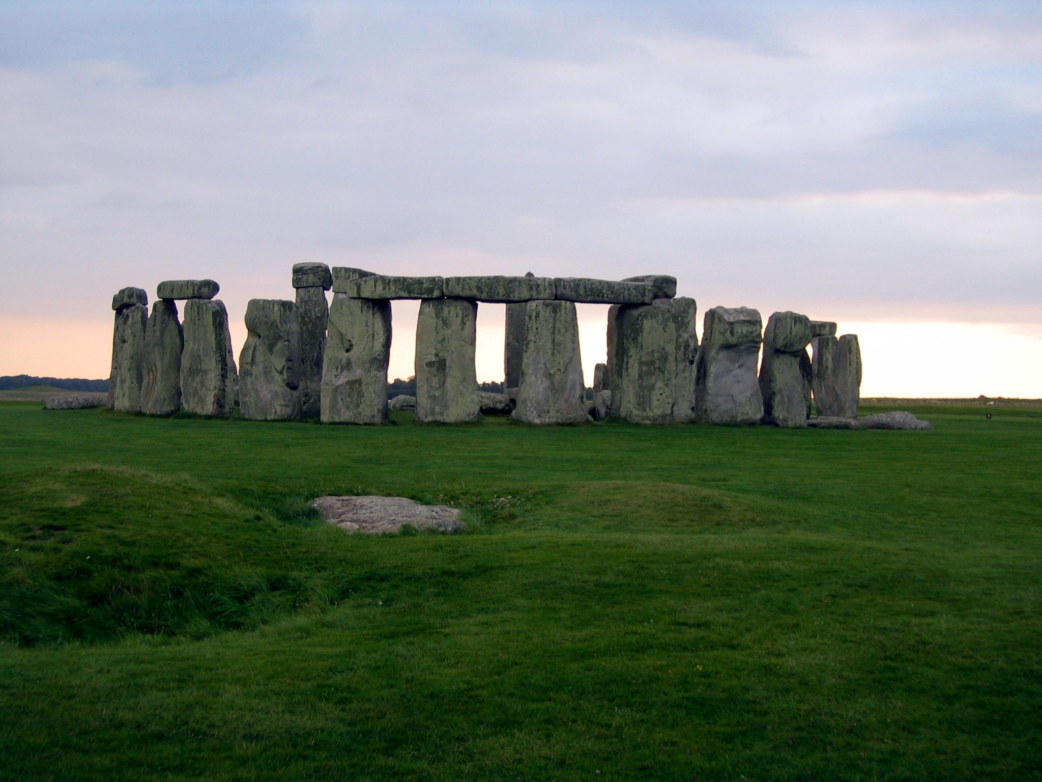 Upright boulders of Stonehenge.